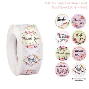 500pcs Candy Bags Box Sticker Gift Bag Sealing Christmas Sticker Thank You Love Wedding Birthday Cookie Bag Kraft Paper Sticker