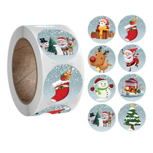 500pcs Kraft Paper Round Labels Christmas Gift Sticker Xmas Tree Candy Box New Year Packaging Bag Christmas Decorations for Home