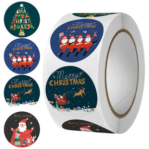 500pcs Kraft Paper Round Labels Christmas Gift Sticker Xmas Tree Candy Box New Year Packaging Bag Christmas Decorations for Home