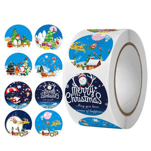 500pcs Kraft Paper Round Labels Christmas Gift Sticker Xmas Tree Candy Box New Year Packaging Bag Christmas Decorations for Home