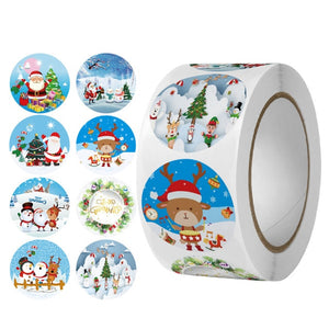 500pcs Kraft Paper Round Labels Christmas Gift Sticker Xmas Tree Candy Box New Year Packaging Bag Christmas Decorations for Home
