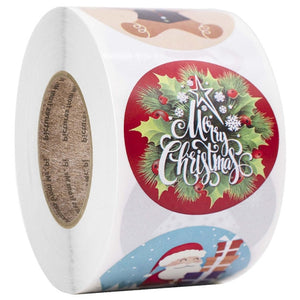 500pcs Kraft Paper Round Labels Christmas Gift Sticker Xmas Tree Candy Box New Year Packaging Bag Christmas Decorations for Home