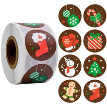 Load image into Gallery viewer, 500pcs Kraft Paper Round Labels Christmas Gift Sticker Xmas Tree Candy Box New Year Packaging Bag Christmas Decorations for Home