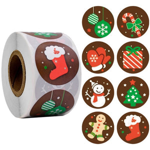 500pcs Kraft Paper Round Labels Christmas Gift Sticker Xmas Tree Candy Box New Year Packaging Bag Christmas Decorations for Home