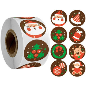 500pcs Kraft Paper Round Labels Christmas Gift Sticker Xmas Tree Candy Box New Year Packaging Bag Christmas Decorations for Home