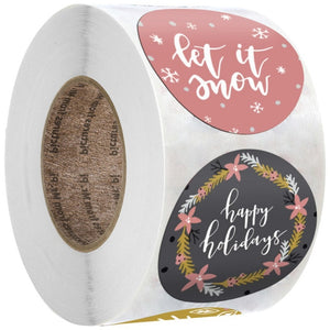 500pcs Kraft Paper Round Labels Christmas Gift Sticker Xmas Tree Candy Box New Year Packaging Bag Christmas Decorations for Home