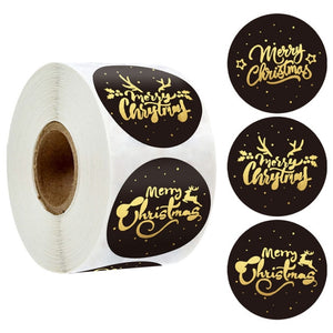 500pcs Kraft Paper Round Labels Christmas Gift Sticker Xmas Tree Candy Box New Year Packaging Bag Christmas Decorations for Home