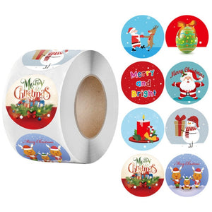 500pcs Kraft Paper Round Labels Christmas Gift Sticker Xmas Tree Candy Box New Year Packaging Bag Christmas Decorations for Home