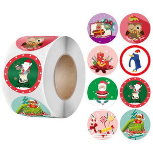 500pcs Kraft Paper Round Labels Christmas Gift Sticker Xmas Tree Candy Box New Year Packaging Bag Christmas Decorations for Home