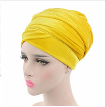 Load image into Gallery viewer, (Wesana) Winter Warm Velvet Turban Caps for Women Long Tail Female Head wraps Muslim Scarf Hijab