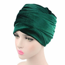 Load image into Gallery viewer, (Wesana) Winter Warm Velvet Turban Caps for Women Long Tail Female Head wraps Muslim Scarf Hijab