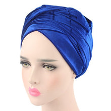 Load image into Gallery viewer, (Wesana) Winter Warm Velvet Turban Caps for Women Long Tail Female Head wraps Muslim Scarf Hijab