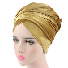 Load image into Gallery viewer, (Wesana) Winter Warm Velvet Turban Caps for Women Long Tail Female Head wraps Muslim Scarf Hijab