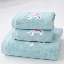 Load image into Gallery viewer, 1/2/3PCS Towel Set Cotton Unicorn Towel Bath Towel Cute Cartoon Thickened Face Shower Towel Set Soft Blue Pink 70x140cm