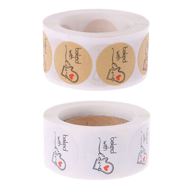 500Pcs Baked With Love Round Kraft Paper Sticker Adhesive Baking Label For Christmas Festival Cake Box Gift L4MF