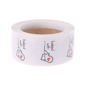 500Pcs Baked With Love Round Kraft Paper Sticker Adhesive Baking Label For Christmas Festival Cake Box Gift L4MF