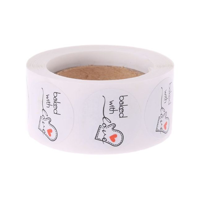 500Pcs Baked With Love Round Kraft Paper Sticker Adhesive Baking Label For Christmas Festival Cake Box Gift L4MF