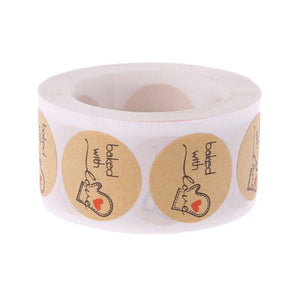 500Pcs Baked With Love Round Kraft Paper Sticker Adhesive Baking Label For Christmas Festival Cake Box Gift L4MF