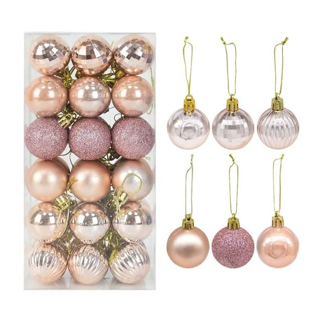 36pcs/set Christmas Balls Xmas Tree Ornament Glitter Bauble Ball Christmas Navidad New Year Home Hanging Tree Pendant Decoration