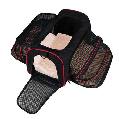 Cat Carrier,Portable Airplane Pet Dog Carrier Soft Double Sided Expandable Travel Carriers Bag Dogs Cats Kittens Puppies & Small