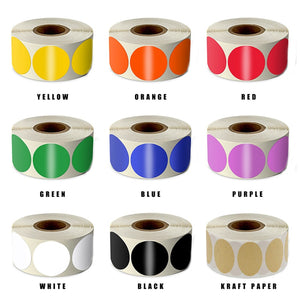 500 Pcs/Roll Chroma Label Permanent Color-Code Dot Stickers 1 Inch Red Green White Yellow Blue Pink Black Stationery Stickers