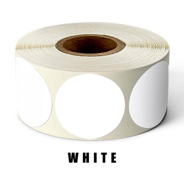 500 Pcs/Roll Chroma Label Permanent Color-Code Dot Stickers 1 Inch Red Green White Yellow Blue Pink Black Stationery Stickers