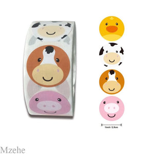 50-500pcs 1inch Round Cartoon Toys Animal stickers for kids Teacher Reward Encourage Sticker Office Stationery for children