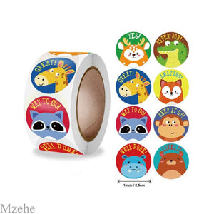 50-500pcs 1inch Round Cartoon Toys Animal stickers for kids Teacher Reward Encourage Sticker Office Stationery for children