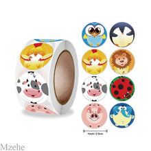 Load image into Gallery viewer, 50-500pcs 1inch Round Cartoon Toys Animal stickers for kids Teacher Reward Encourage Sticker Office Stationery for children