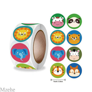 50-500pcs 1inch Round Cartoon Toys Animal stickers for kids Teacher Reward Encourage Sticker Office Stationery for children