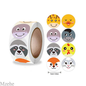 50-500pcs 1inch Round Cartoon Toys Animal stickers for kids Teacher Reward Encourage Sticker Office Stationery for children