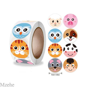50-500pcs 1inch Round Cartoon Toys Animal stickers for kids Teacher Reward Encourage Sticker Office Stationery for children