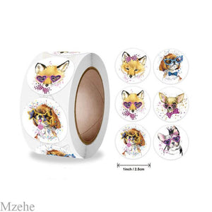 50-500pcs 1inch Round Cartoon Toys Animal stickers for kids Teacher Reward Encourage Sticker Office Stationery for children