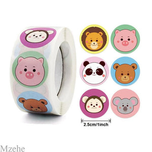 50-500pcs 1inch Round Cartoon Toys Animal stickers for kids Teacher Reward Encourage Sticker Office Stationery for children
