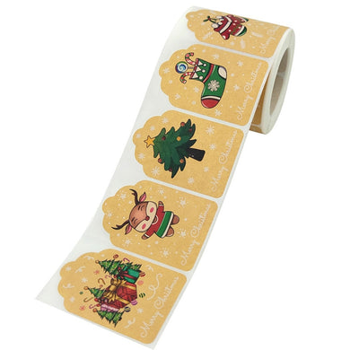 100/300pcs  Christmas Thank You Stickers Cartoon tape sSicker Rolls for Gift Packaging Seal Student Stationary Decor Supplies