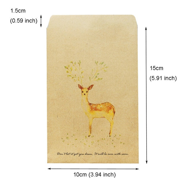 80pcs Cute Deer Kraft Gift Bags DIY Wedding Christmas Party Candy Cookie Food Packaging Bag Paper Treat Bag Wrapping Supplies