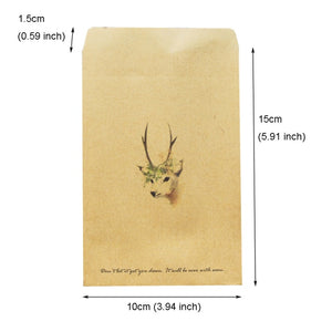 80pcs Cute Deer Kraft Gift Bags DIY Wedding Christmas Party Candy Cookie Food Packaging Bag Paper Treat Bag Wrapping Supplies