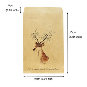 80pcs Cute Deer Kraft Gift Bags DIY Wedding Christmas Party Candy Cookie Food Packaging Bag Paper Treat Bag Wrapping Supplies