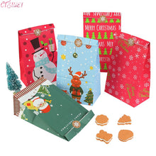 Load image into Gallery viewer, 5/10pcs Kraft paper Christmas Gift Bags Xmas Gift Candy Packing Bag Snowflake Santa Claus Paper Bags For New Year Gift Wrapping