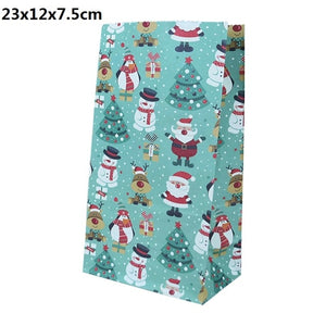 5/10pcs Kraft paper Christmas Gift Bags Xmas Gift Candy Packing Bag Snowflake Santa Claus Paper Bags For New Year Gift Wrapping