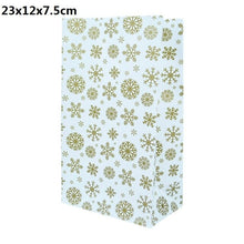Load image into Gallery viewer, 5/10pcs Kraft paper Christmas Gift Bags Xmas Gift Candy Packing Bag Snowflake Santa Claus Paper Bags For New Year Gift Wrapping