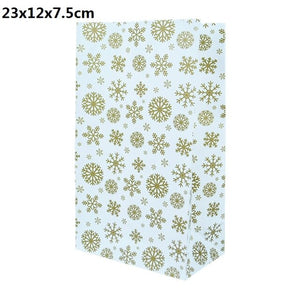 5/10pcs Kraft paper Christmas Gift Bags Xmas Gift Candy Packing Bag Snowflake Santa Claus Paper Bags For New Year Gift Wrapping