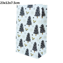 Load image into Gallery viewer, 5/10pcs Kraft paper Christmas Gift Bags Xmas Gift Candy Packing Bag Snowflake Santa Claus Paper Bags For New Year Gift Wrapping