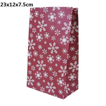 Load image into Gallery viewer, 5/10pcs Kraft paper Christmas Gift Bags Xmas Gift Candy Packing Bag Snowflake Santa Claus Paper Bags For New Year Gift Wrapping