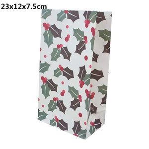 5/10pcs Kraft paper Christmas Gift Bags Xmas Gift Candy Packing Bag Snowflake Santa Claus Paper Bags For New Year Gift Wrapping
