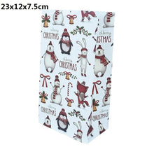Load image into Gallery viewer, 5/10pcs Kraft paper Christmas Gift Bags Xmas Gift Candy Packing Bag Snowflake Santa Claus Paper Bags For New Year Gift Wrapping