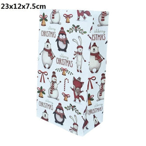 5/10pcs Kraft paper Christmas Gift Bags Xmas Gift Candy Packing Bag Snowflake Santa Claus Paper Bags For New Year Gift Wrapping
