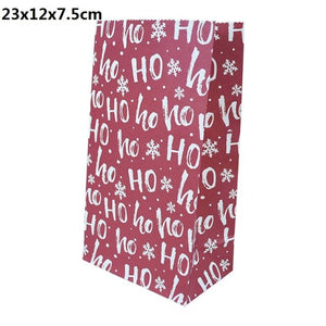 5/10pcs Kraft paper Christmas Gift Bags Xmas Gift Candy Packing Bag Snowflake Santa Claus Paper Bags For New Year Gift Wrapping