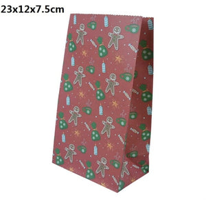 5/10pcs Kraft paper Christmas Gift Bags Xmas Gift Candy Packing Bag Snowflake Santa Claus Paper Bags For New Year Gift Wrapping