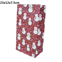 Load image into Gallery viewer, 5/10pcs Kraft paper Christmas Gift Bags Xmas Gift Candy Packing Bag Snowflake Santa Claus Paper Bags For New Year Gift Wrapping